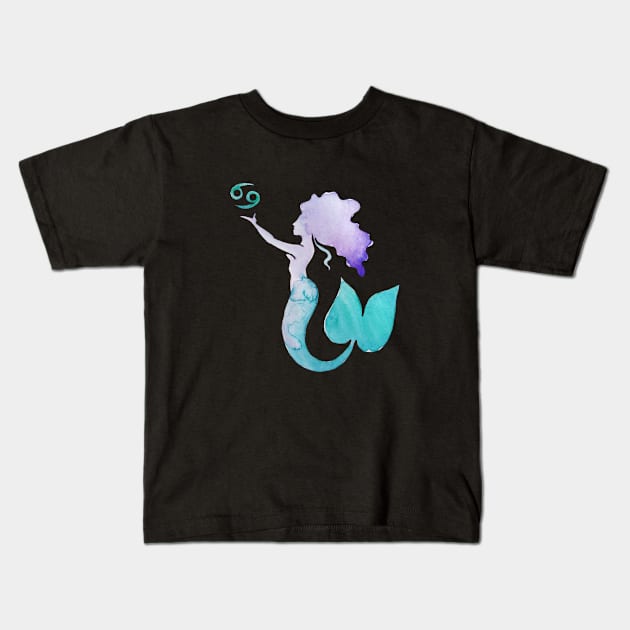 MoonChild Cancer Mermaid Kids T-Shirt by bubbsnugg